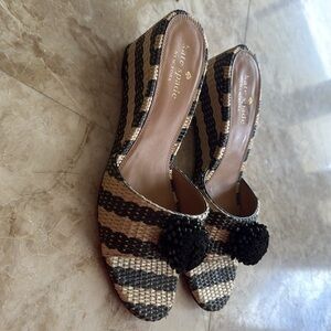KATE SPADE Women's Seville Raffia Wedge Mule Sandals